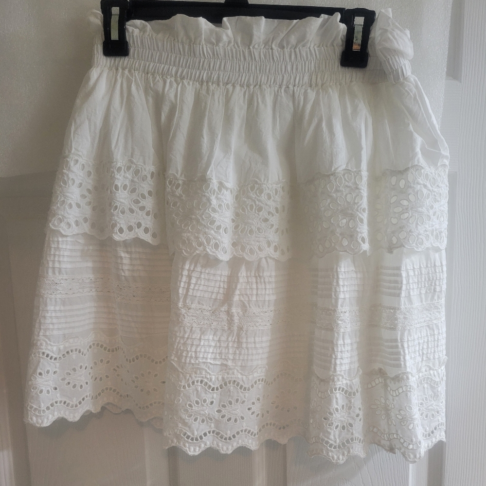 NWOT SEA white floral tiered skirt